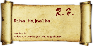 Riha Hajnalka névjegykártya